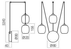 Redo 01-3485 -LED Stmievateľné nástenné svietidlo KHADI 3xLED/5,5W/230V čierne/dymové