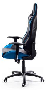 Herná stolička RUNNER — ekokoža, čierna/modrá