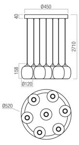 Redo 01-3489 - LED stmievateľný luster na lanku KHADI 7xLED/5W/230V čierna/dymová