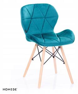 SUPPLIES LAGO Jedálenská velúrová stolička - tyrkýsová farba