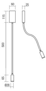 Redo 01-4475 - LED flexibilná lampička WALLIE LED/3W/230V USB CRI 90 bronzová