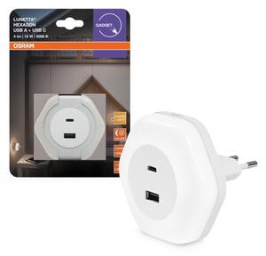 Osram - LED orientačné svietidlo do zásuvky s USB LUNETTA LED/15W/230V
