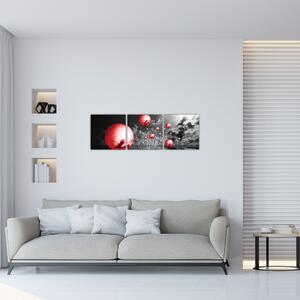 Abstraktný obraz - červené gule (Obraz 90x30cm)