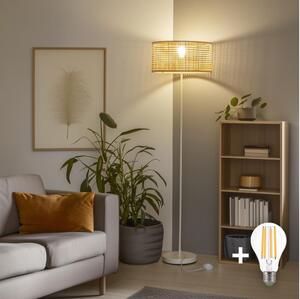 Brilagi - LED stojacia lampa CERIA 1xE27/40W/230V pr. 25 cm bambus/biela