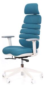 Kancelárska ergonomická stolička SPINE WHITE s podhlavníkom — látka, nosnosť 130 kg, viac farieb Svetlosivá