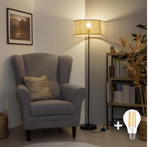 Brilagi - LED stojacia lampa CERIA 1xE27/40W/230V pr. 25 cm bambus/čierna