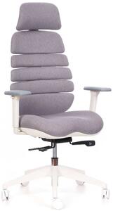Kancelárska ergonomická stolička SPINE WHITE s podhlavníkom — látka, nosnosť 130 kg, viac farieb Tmavosivá