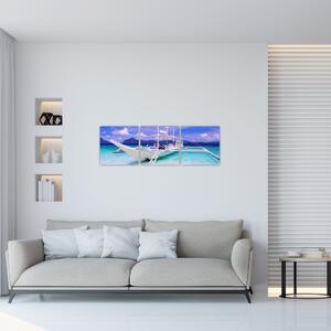 Loď na mori (Obraz 90x30cm)