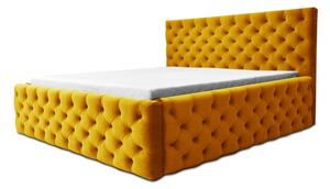 Čalúnená posteľ CHESTERFIELD žltá, 140x200 cm