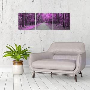 Moderný obraz - fialový les (Obraz 90x30cm)