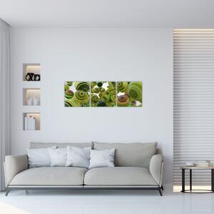 Abstraktný obraz - zelené gule (Obraz 90x30cm)