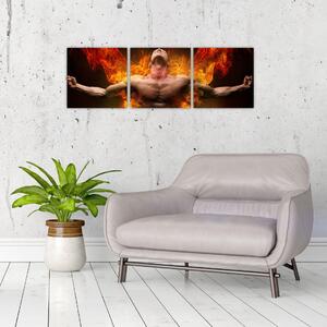 Obraz muža v ohni (Obraz 90x30cm)
