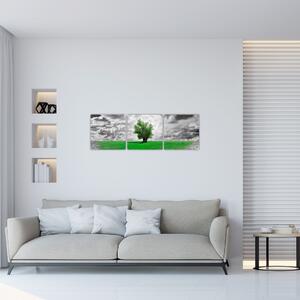 Zelený ostrov vo vyprahnutej krajine - obrazy do obývačky (Obraz 90x30cm)