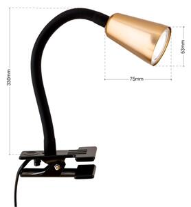 Orion - Flexibilná stolová lampa s klipom DOTTY 1xGU10/10W/230V mosadz/čierna