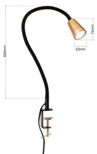 Orion - Flexibilná stolová lampa s klipom DOTTY 1xGU10/10W/230V mosadz/čierna
