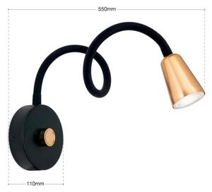 Orion - Stmievateľná flexibilná nástenná lampička DOTTY 1xGU10/10W/230V čierna/mosadz
