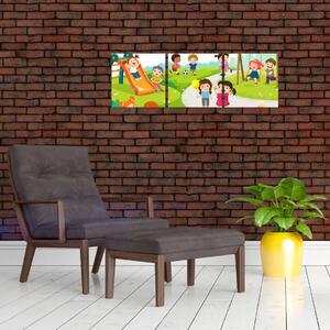 Detský obraz - deti na ihrisku (Obraz 90x30cm)
