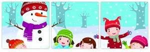 Obraz detí na snehu (Obraz 90x30cm)
