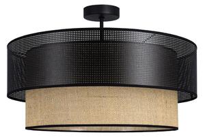 Prisadený luster BORHO 1xE27/60W/230V priemer 40 cm čierna/juta