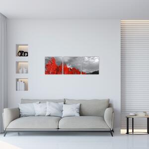 Červený les - moderný obraz (Obraz 90x30cm)
