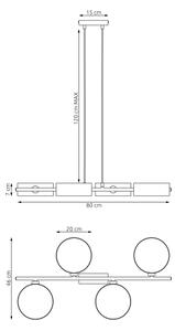 Závesný luster na lanku DRUMZ 4xE14/10W/230V sivý