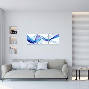 Obraz: abstraktné modrá vlna (Obraz 90x30cm)
