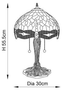 Endon 64092 - Stolná lampa Tiffany DRAGONFLY 2xE27/60W/230V priemer 30 cm