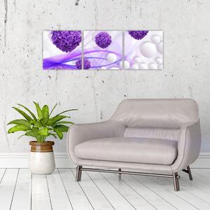 Obraz fialových kvetov a bielych gulí (Obraz 90x30cm)