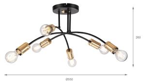 Prisadený luster ANYA 6xE27/15W/230V čierna/zlatá