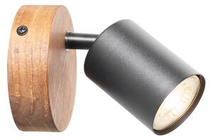 Industriálna bodová čierna s dreveným sklopným - Jeana