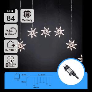 Aigostar - LED vonkajší reťaz 84xLED/230V 1,2x1m IP44 studená biela vločky