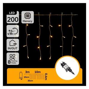 Aigostar - LED vonkajší vianočný reťazec 200xLED/3,6W/230V/8 funkcií 10x0,4m IP44 teplá biela