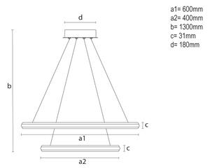 Stmievateľný LED luster s lankom LED/90W/230V 3000-6500K pr. 60 cm + diaľkové ovládanie