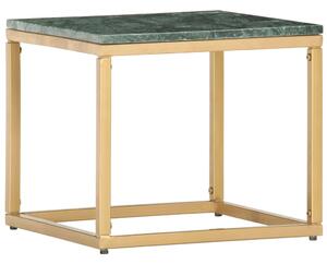 Konferenčný stolík zelený 40x40x35 cm pravý kameň s mramorovou textúrou