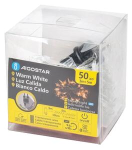 Aigostar - LED vonkajší reťazec 50xLED/8 funkcií 8m IP44 teplá biela