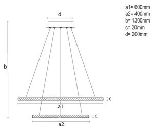 Stmievateľný LED luster na lanku LED/150W/230V 3000-6500K + diaľkové ovládanie
