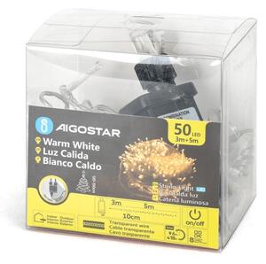 Aigostar - LED vonkajšia vianočná reťaz 50xLED/8 funkcií 8m IP44 teplá biela