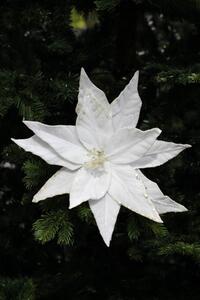 Biela zamatová vianočná ruža 25cm