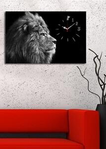 Wallity Dekoratívne nástenné hodiny Lion čiernobiele