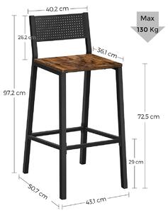 VASAGLE Barová stolička Industry - 2 ks
