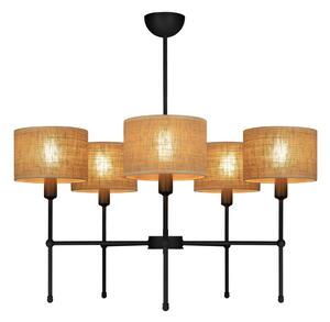 Luster na tyči MADELA 5xE14/40W/230V juta/čierna