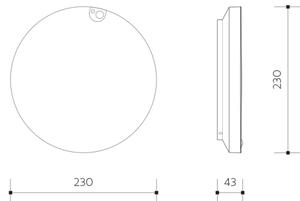 LED stmievateľné stropné svietidlo so snímačom, 6/12/18 W, 230 V, priemer 23 cm
