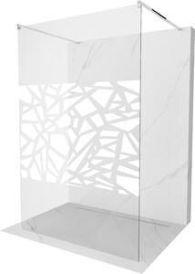 Mexen Kioto, priechodná sprchová zástena 100 x 200 cm, 8mm sklo číre/biely vzor, 2x chrómová stabilizačná rozpera, 800-100-002-01-85