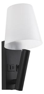 LED nástenné svietidlo s USB portom LED/2W/230V 3000K čierna/biela