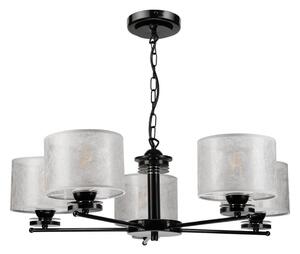 Luster na reťazi ROSA 5xE27/60W/230V čierna/šedá
