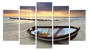 Hanah Home Viacdielny obraz Sunset Over The Sea And Boat 110x60 cm