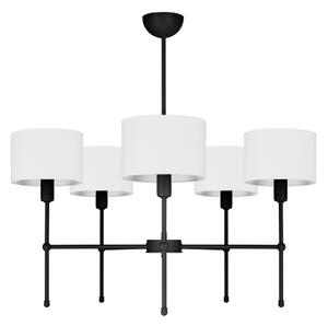 Luster na tyči MADELA 5xE14/40W/230V biela/čierna