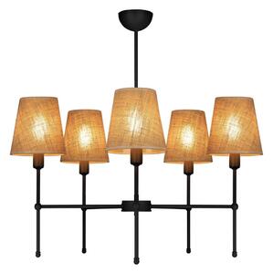 Luster na tyči MADELA 5xE14/40W/230V juta/čierna