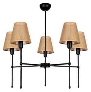 Luster na tyči MADELA 5xE14/40W/230V juta/čierna