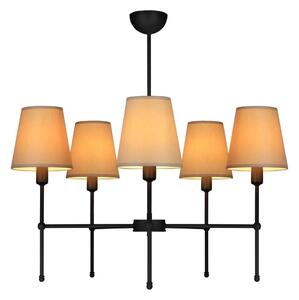 Luster na tyči MADELA 5xE14/40W/230V béžová/čierna